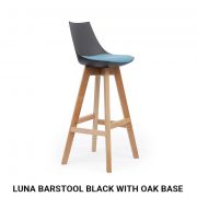 Luna Barstool black with Oak Base